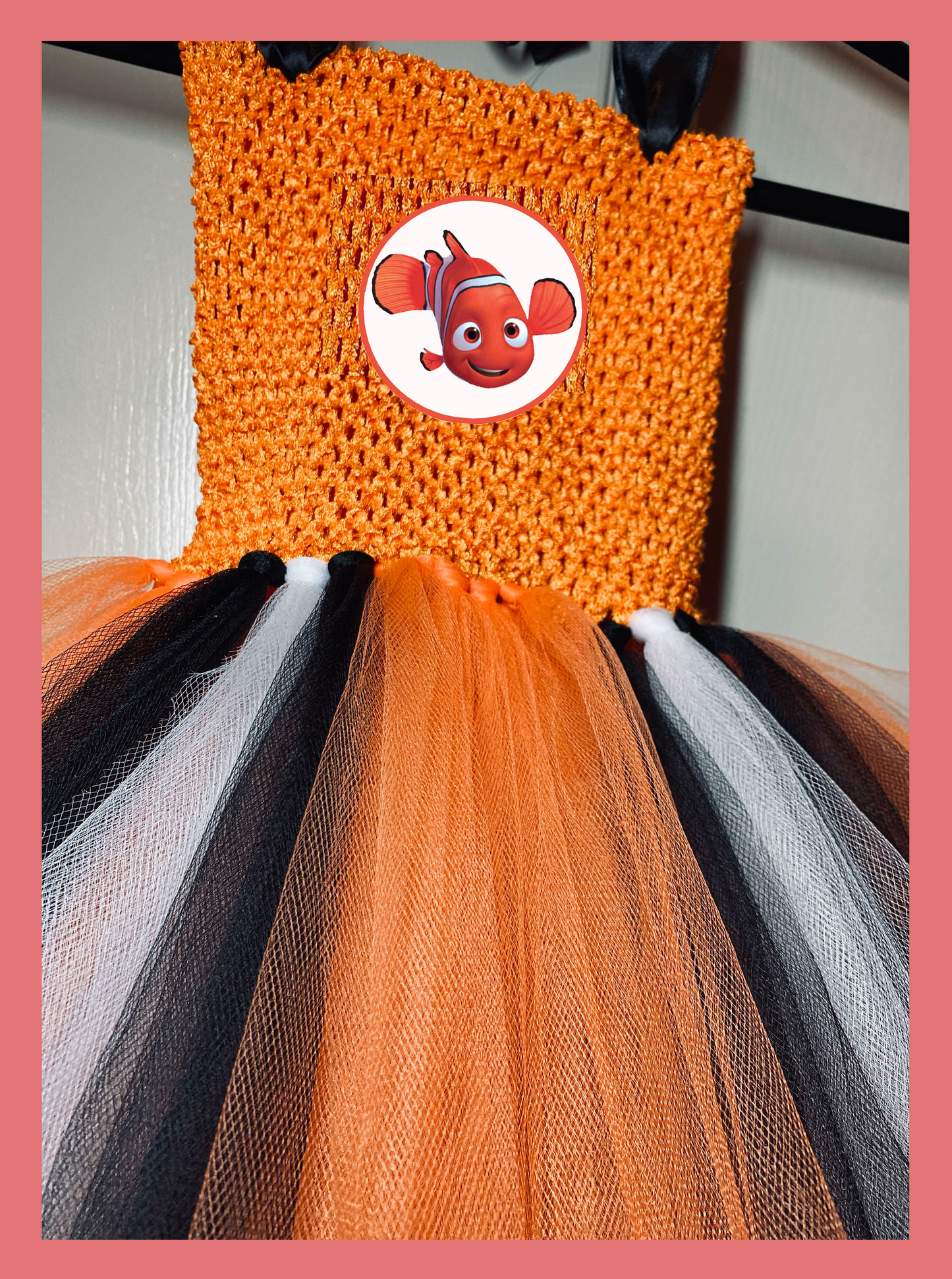 Nemo Halloween Costume Tutu Party Dress w/ Cotton Lined Orange Top