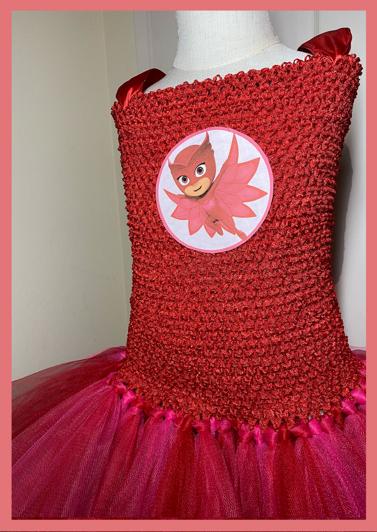 PJ Masks Owlette Halloween Costume Red Tutu Party Dress with Cotton Lined Top