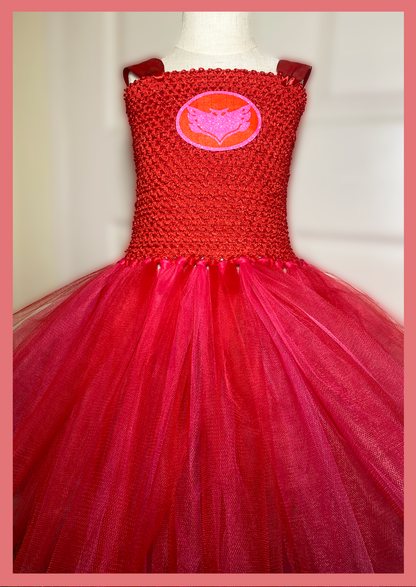 PJ Masks Owlette Halloween Costume Red Tutu Party Dress with Cotton Lined Top