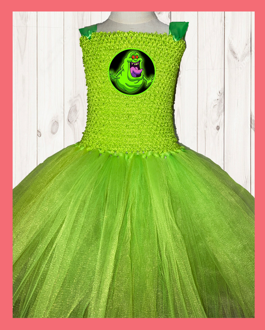 Slimer Halloween Costume Green Tutu Party Dress with Cotton Lined Green Top