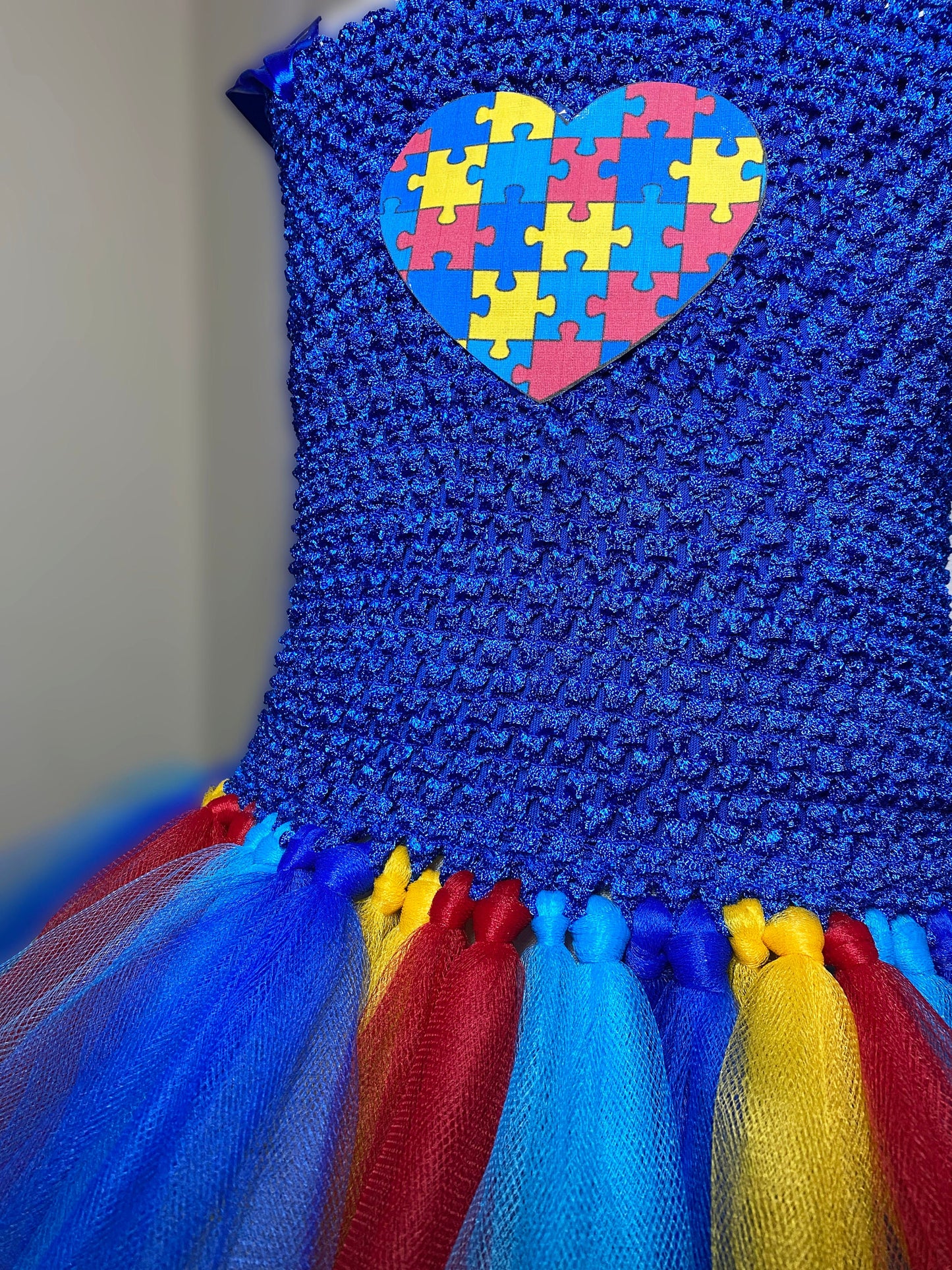 Autism Awareness Puzzle Piece Heart Tutu Dress with Cotton Lined Top