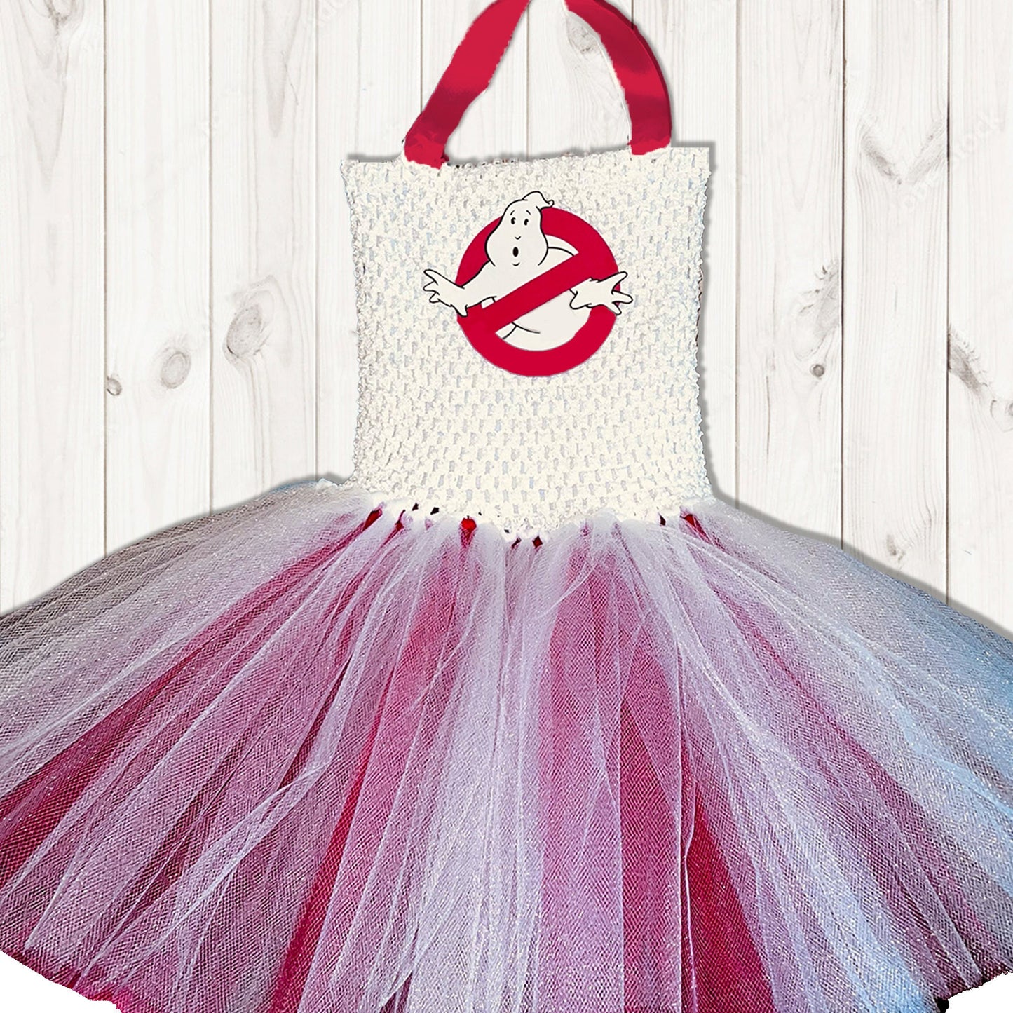 Ghostbusters Halloween Costume Tutu Party Dress w/ Cotton Lined Stretchy Top