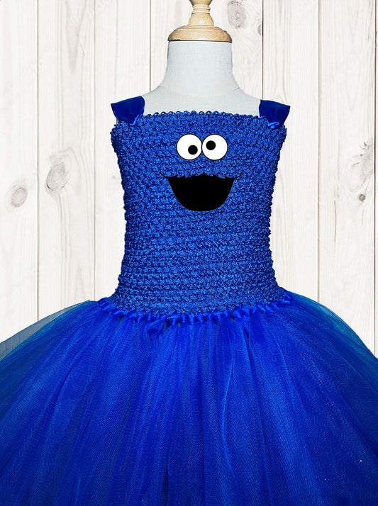 Cookie Monster Costume Tutu Dress with Cotton Lined Top