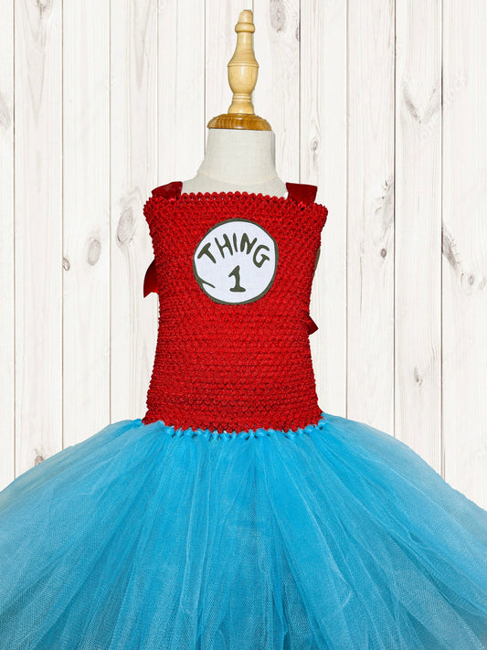 Thing 1 & Thing 2 Tutu Party Dress with Cotton Lined Top - Free Shipping